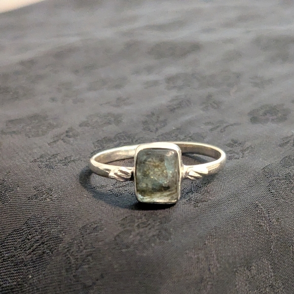 Solid Sterling Silver Natural Labordorite 925 Ring Size 9.5 - Picture 3 of 8